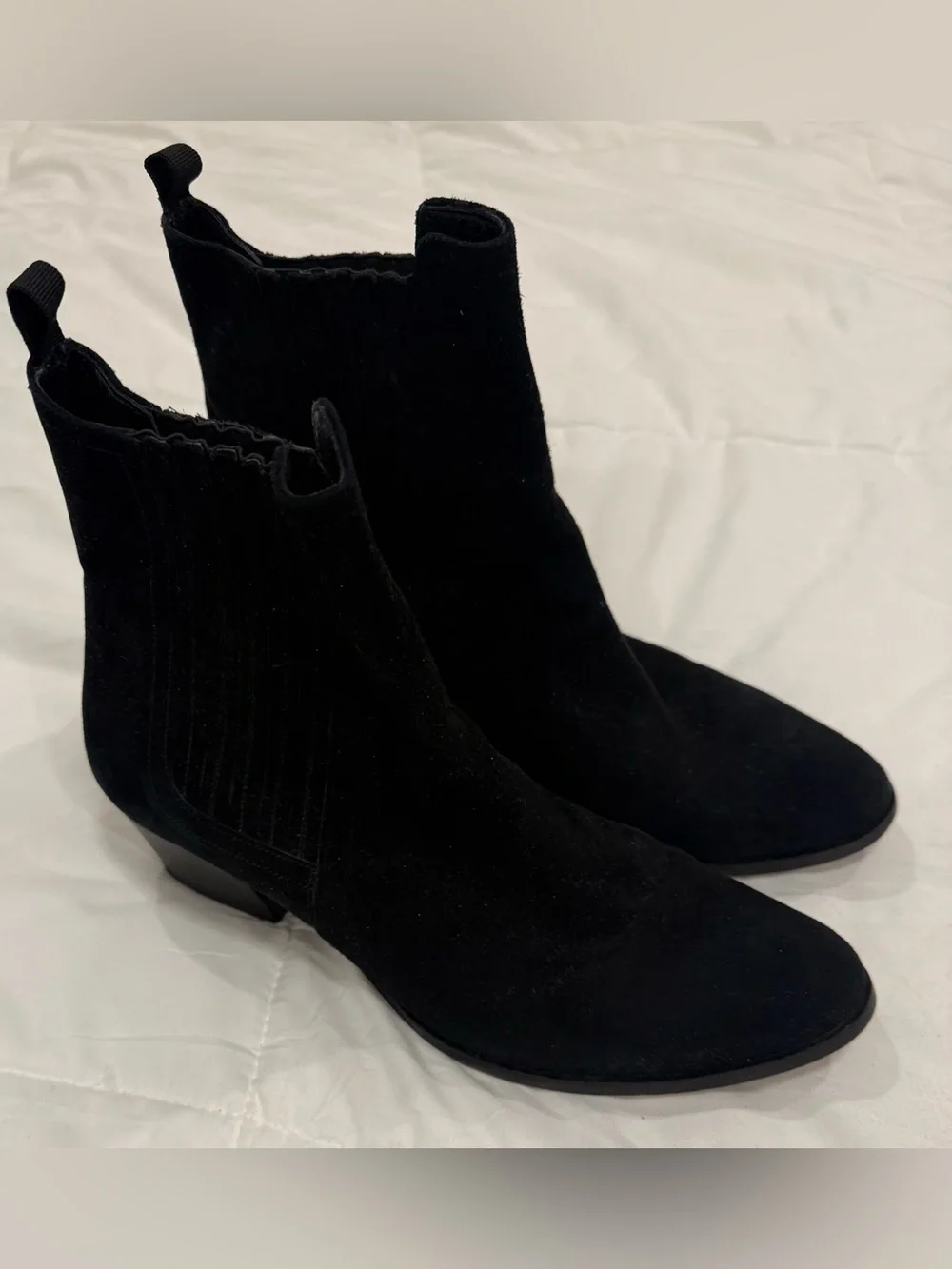 Elia B. London Black Suede Chelsea Ankle Boots Size 40